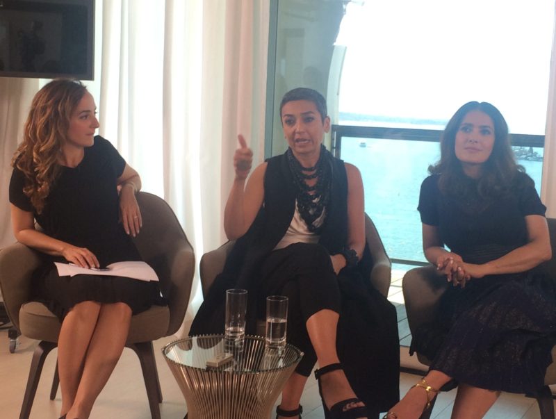 Moderator Zainab Salbi and Salma Hayek at the "Women in Motion" panel in Cannes 2016 Anicee Gohar/Scoop Empire