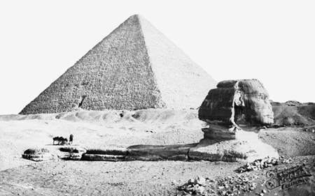 The Sphinx before it was unburied in 1857