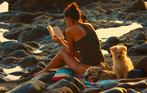 reading on beach