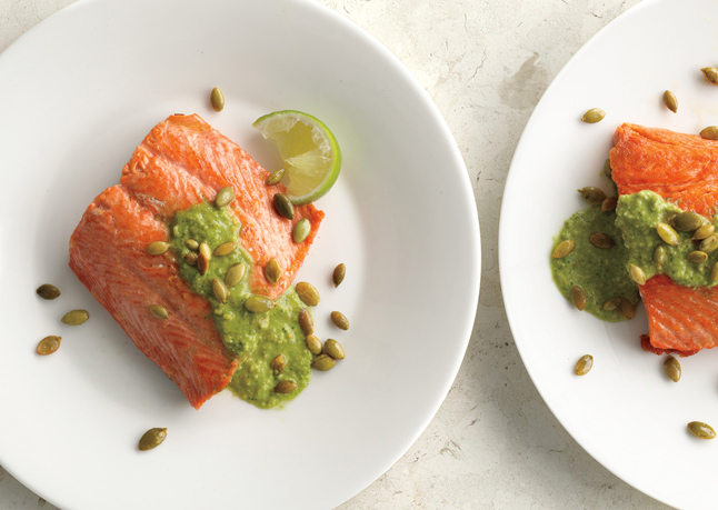pan-seared-salmon-with-pumpkin-seed-cilantro-pesto-646