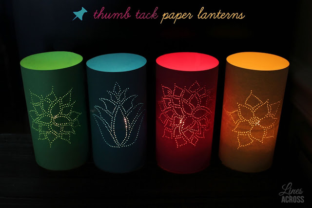 1 - Thumb Tac Paper Lanterns Glowing Tall