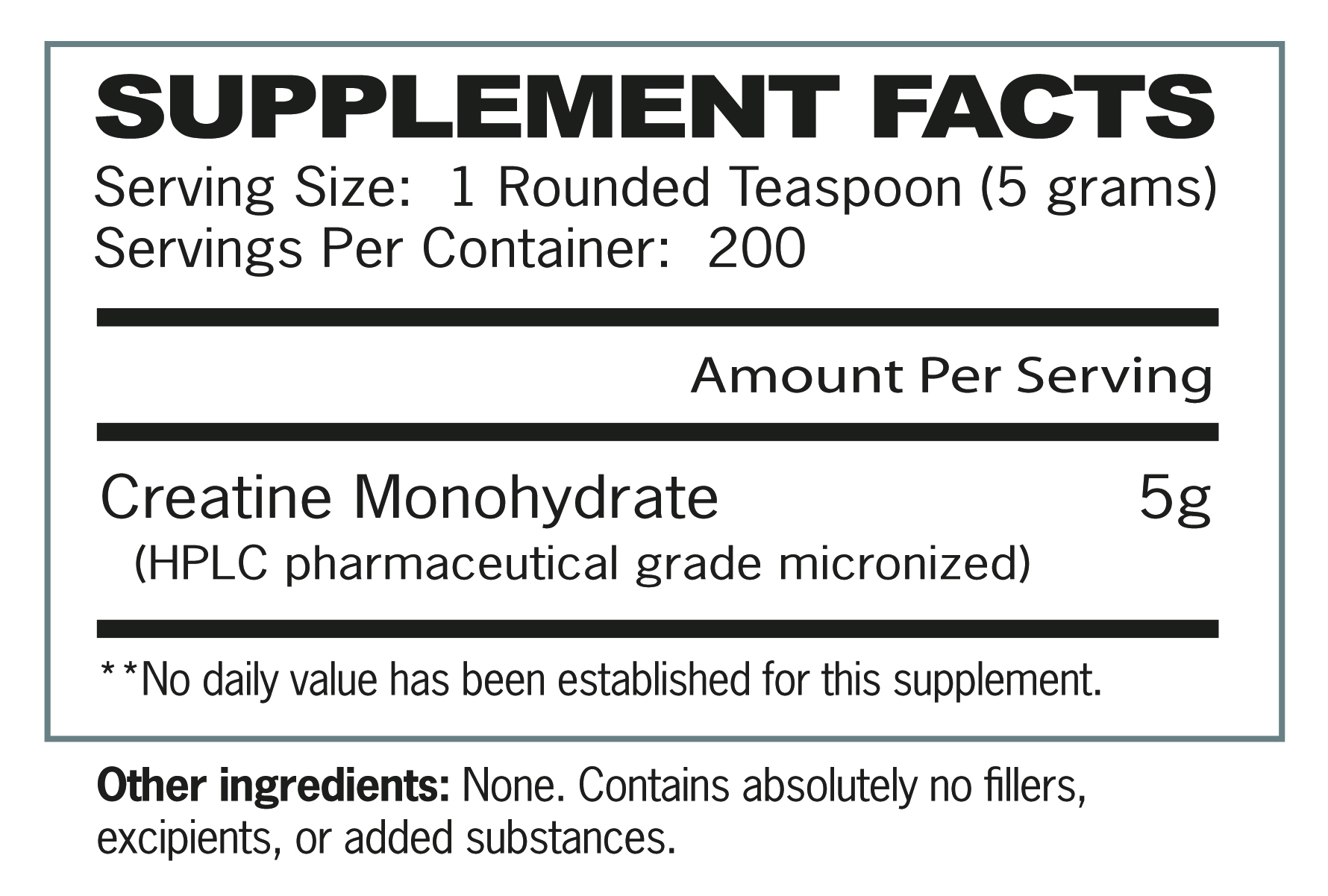 Creatine_COMMODITY_100 mg_SUPPLEMENT FACTSPanel
