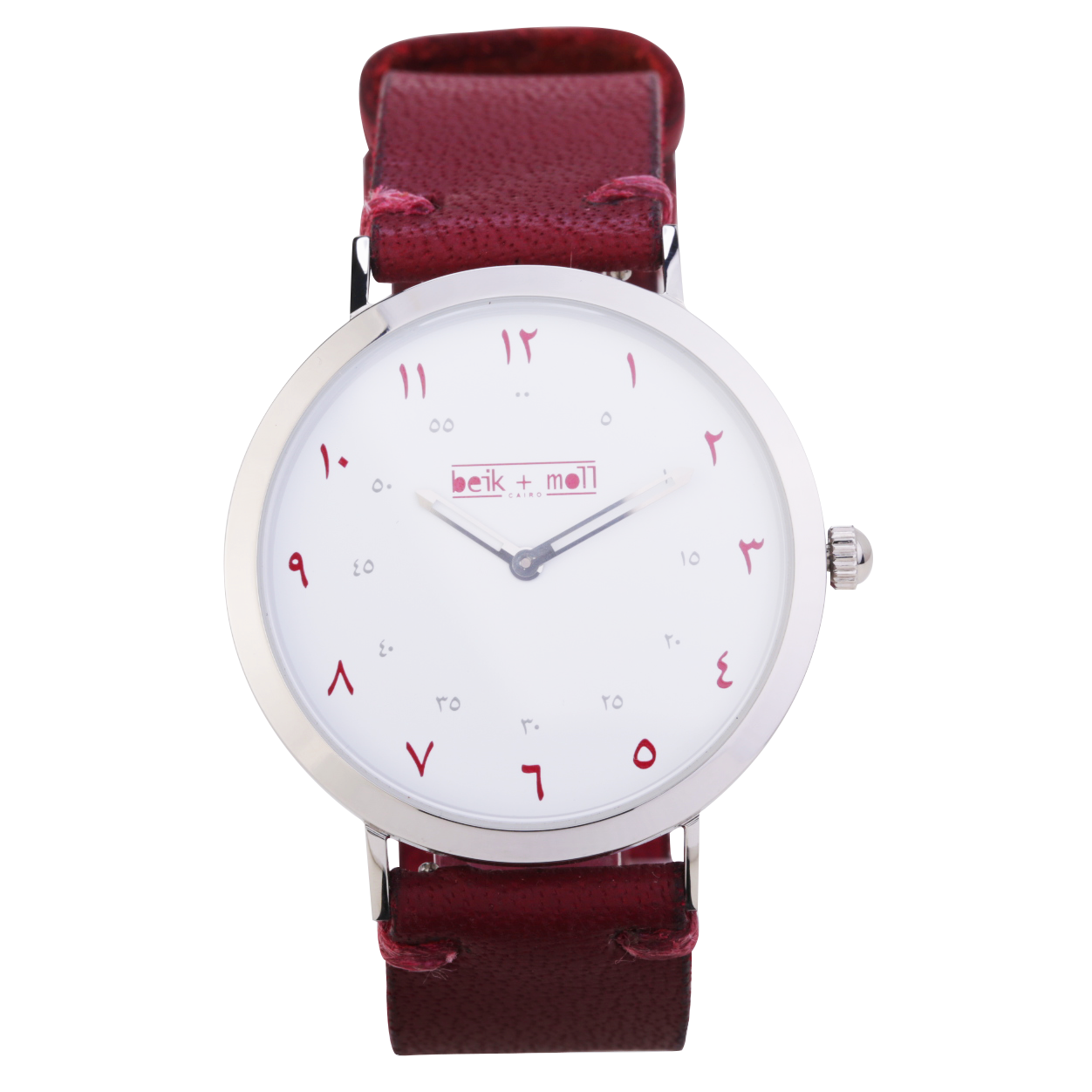 https://beikandmoll.com/collections/colors-of-cairo/products/beik-moll-silver-case-white-dial-maroon-leather-strap-free-silver-mesh-strap
