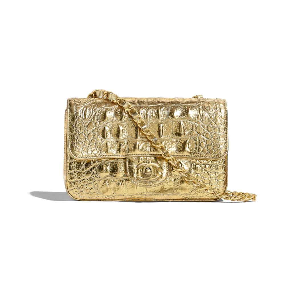 Chanel 19A Ancient Egypt Gold Croc Pouch Clutch Large O Case | Dearluxe