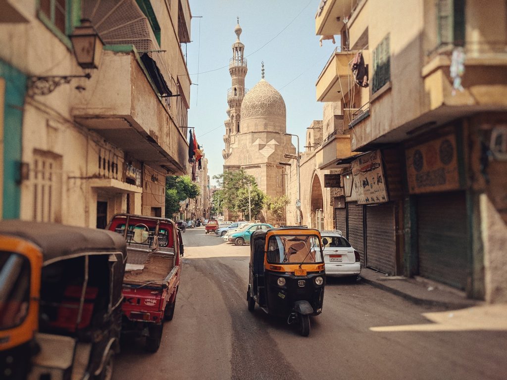 Tuktuk in Darb al-Ahmer in Islamic Cairo