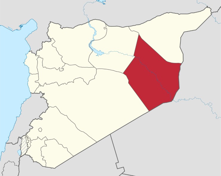 A map of where the Deir Ez-Zor region is situated.